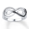 Thumbnail Image 1 of Black/White Diamond Infinity Ring 1/6 ct tw Sterling Silver