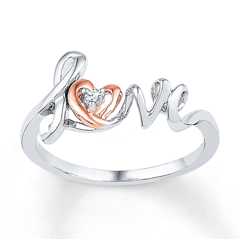 Heart Ring Diamond Accent Sterling Silver 10k Gold Kay
