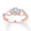 Thumbnail Image 1 of Diamond Heart Sides Halo Promise Ring 1/6 ct tw 10K Rose Gold