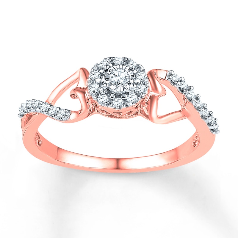 Diamond Promise Ring 1/6 ct tw Round-cut 10K Rose Gold