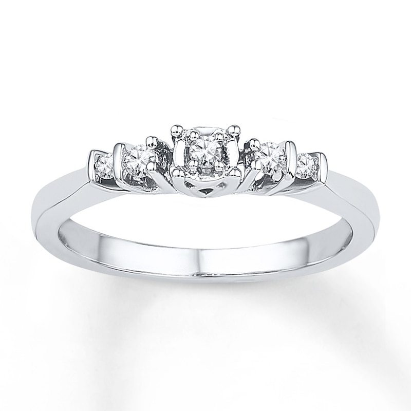 Main Image 1 of Diamond Five-Stone Promise Ring 1/8 ct tw 10K White Gold