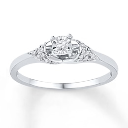 Diamond Chevron Sides Promise Ring 1/10 ct tw 10K White Gold