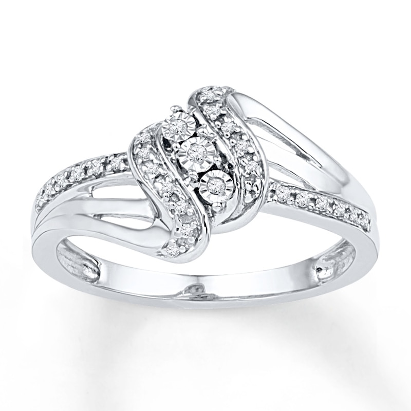 Main Image 1 of Diamond Crossover Promise Ring 1/10 ct tw Sterling Silver
