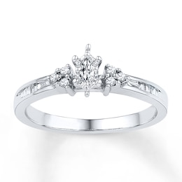 Marquise-Cut Diamond Promise Ring 1/5 ct tw Sterling Silver
