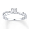 Thumbnail Image 1 of Princess-Cut Diamond Halo Promise Ring 1/5 ct tw 10K White Gold