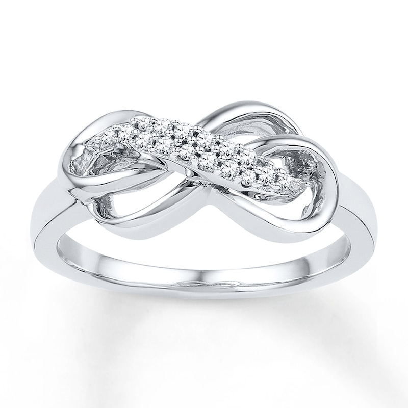 Main Image 1 of Diamond Infinity Ring 1/10 ct tw Round-Cut Sterling Silver