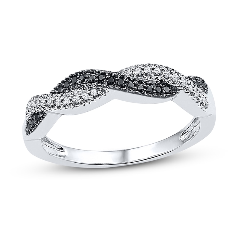 Main Image 1 of Black/White Diamond Ring 1/6 ct tw Sterling Silver