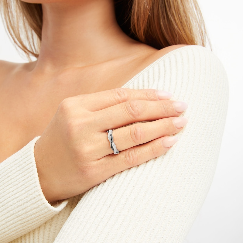 Main Image 2 of Black/White Diamond Ring 1/6 ct tw Sterling Silver
