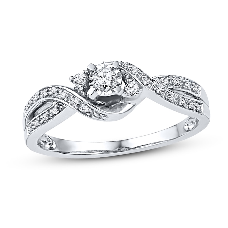 Main Image 1 of Diamond Three-Stone Promise Ring 1/6 ct tw Sterling Silver