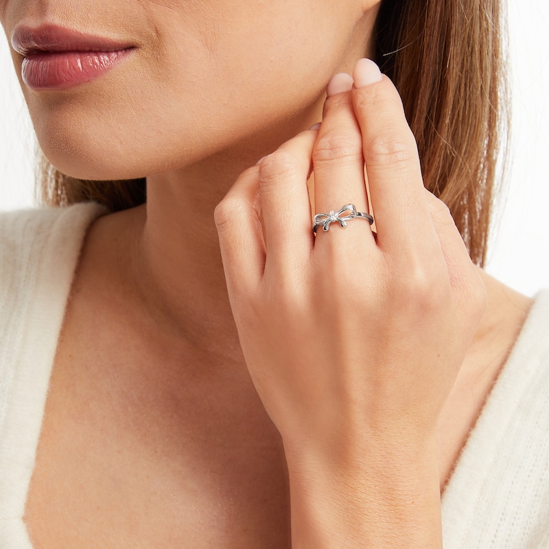 Main Image 2 of Bow Ring Diamond Accents Sterling Silver