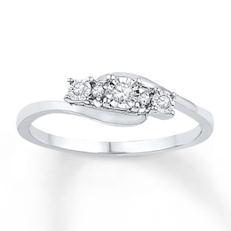 Diamond Five-Stone Bypass Promise Ring 1/15 ct tw Sterling Silver