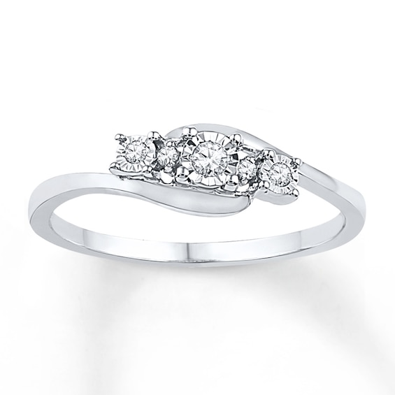 Diamond Five-Stone Bypass Promise Ring 1/15 ct tw Sterling Silver