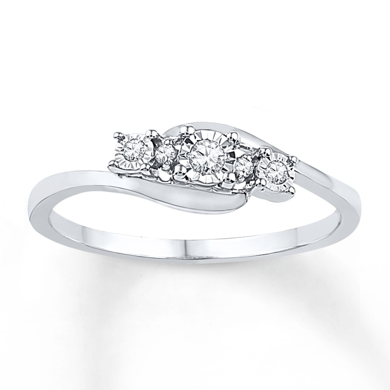 Main Image 1 of Diamond Five-Stone Bypass Promise Ring 1/15 ct tw Sterling Silver