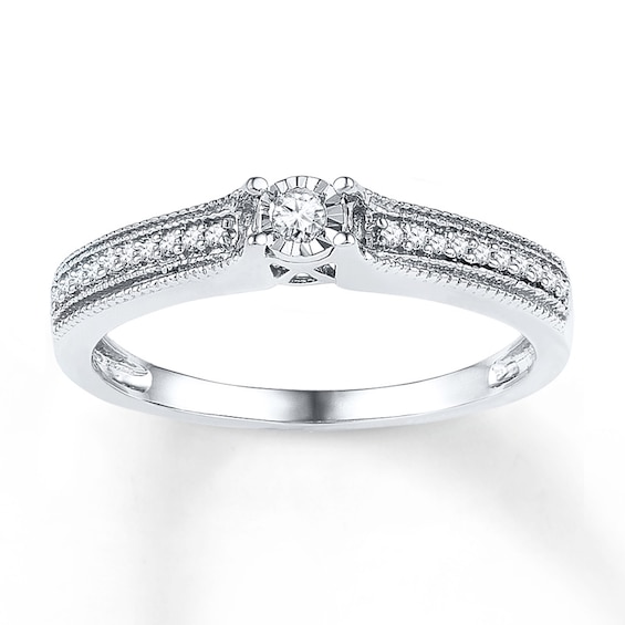 Vintage-Inspired Diamond Promise Ring 1/8 ct tw Sterling Silver