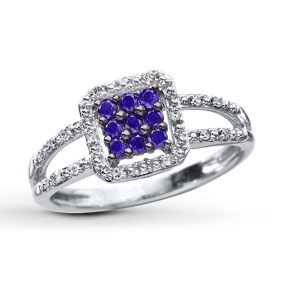 Purple/White Diamond Ring 1/4 ct tw 10K White Gold
