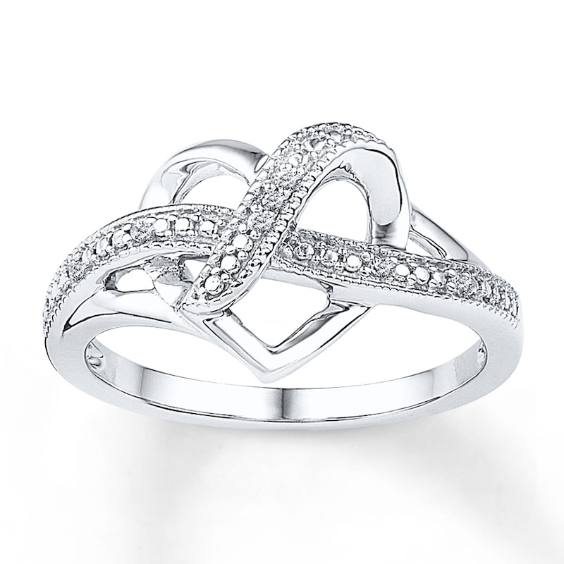 Main Image 1 of Heart Ring Diamond Accents Sterling Silver