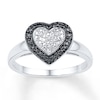 Thumbnail Image 0 of Black/White Diamond Heart Ring Sterling Silver