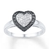 Thumbnail Image 1 of Black/White Diamond Heart Ring Sterling Silver