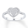Thumbnail Image 1 of Multi-Diamond Heart Halo Promise Ring 1/8 ct tw 10K White Gold
