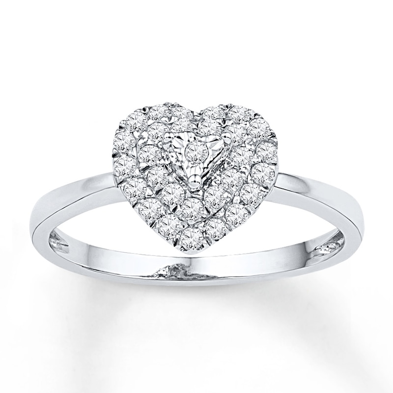 Diamond Heart Promise Ring 1/4 ct tw Round-cut Sterling Silver