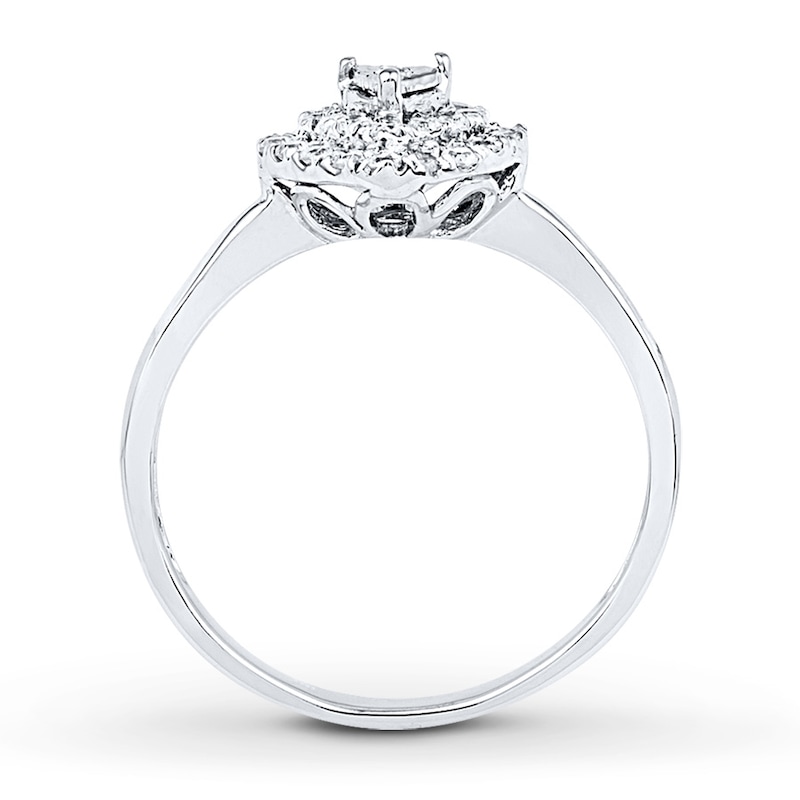 Diamond Heart Promise Ring 1/4 ct tw Round-cut Sterling Silver