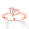 Heart Promise Ring Diamond Accents 10K Rose Gold