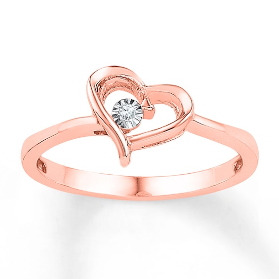 Diamond Accent Heart Promise Ring 10K Rose Gold