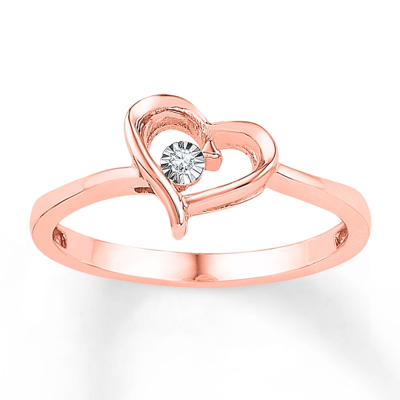 Heart Promise Ring Diamond Accents 10K Rose Gold