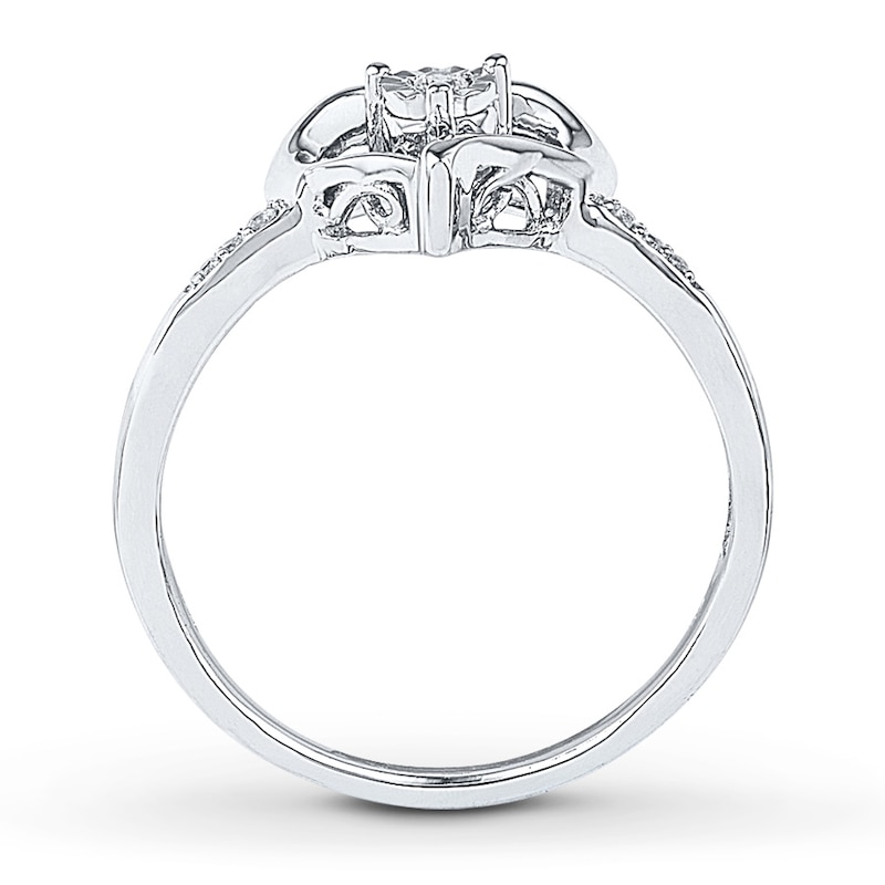 Diamond Heart Ring 1/20 ct tw Round-cut Sterling Silver