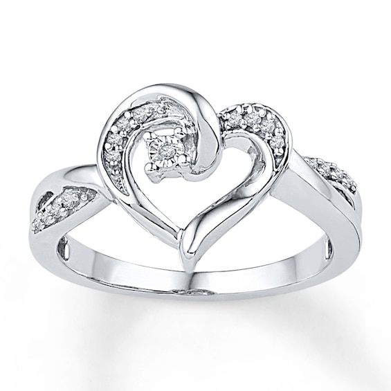 Diamond Swirl Heart Promise Ring 1/15 ct tw Sterling Silver