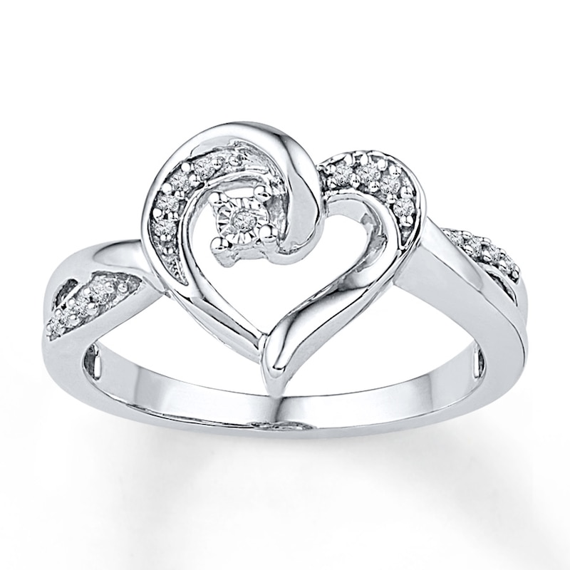Diamond Heart Promise Ring 1/15 ct tw Round-cut Sterling Silver