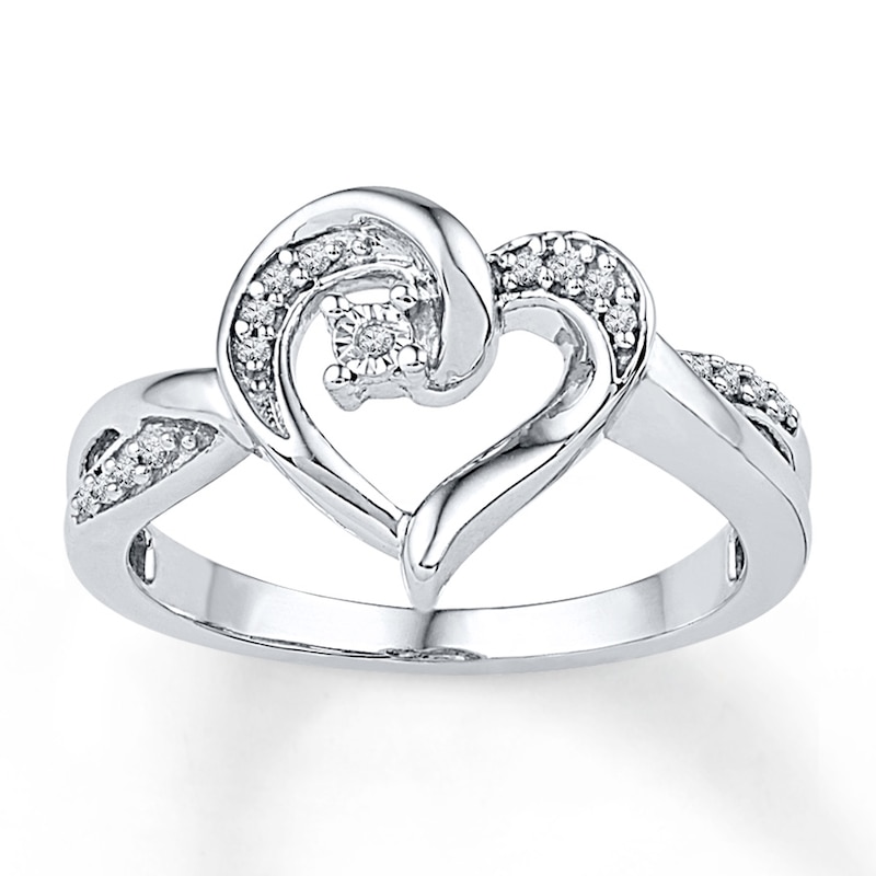 Main Image 1 of Diamond Swirl Heart Promise Ring 1/15 ct tw Sterling Silver