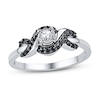 Thumbnail Image 1 of Black & White Diamond Twist Promise Ring 1/6 ct tw Sterling Silver