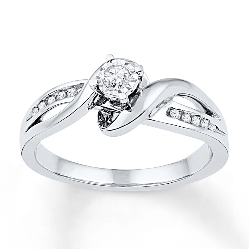 Main Image 1 of Diamond Swirl Promise Ring 1/8 ct tw Sterling Silver