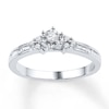 Thumbnail Image 1 of Round & Baguette-Cut Diamond Promise Ring 1/5 ct tw 10K White Gold