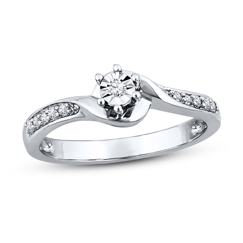 Diamond Promise Ring 1/15 ct tw Round-cut Sterling Silver with 360