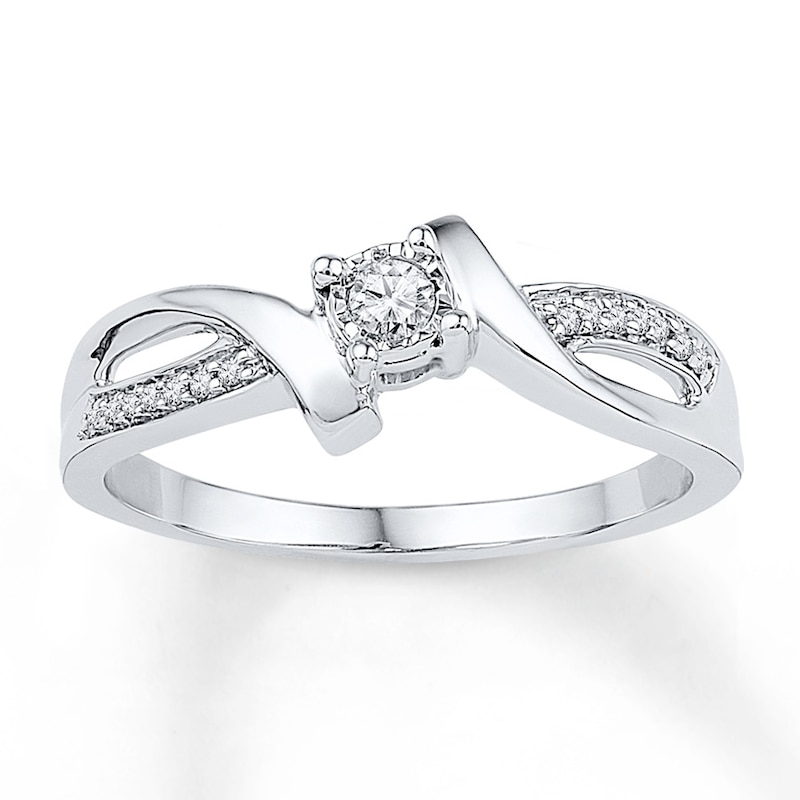 Main Image 1 of Diamond Wraparound Promise Ring 1/10 ct tw 10K White Gold