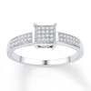 Thumbnail Image 1 of Multi-Diamond Square Frame Promise Ring 1/6 ct tw Sterling Silver