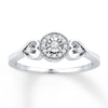 Thumbnail Image 1 of Diamond Halo Heart Promise Ring 1/8 ct tw Sterling Silver