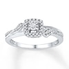 Thumbnail Image 1 of Diamond Cushion Halo Promise Ring 1/6 ct tw Sterling Silver