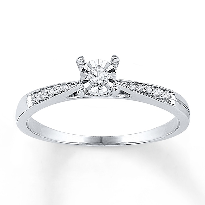 Diamond Promise Ring 1/10 ct tw Round-cut 10K White Gold with 360