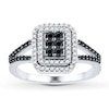 Black/White Diamond Ring 1/2 ct tw Sterling Silver