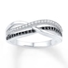 Thumbnail Image 1 of Black/White Diamond Ring 1/5 ct tw 10K White Gold