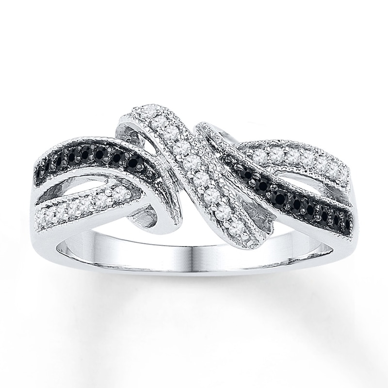 Main Image 1 of Black/White Diamond Ring 1/5 ct tw Sterling Silver