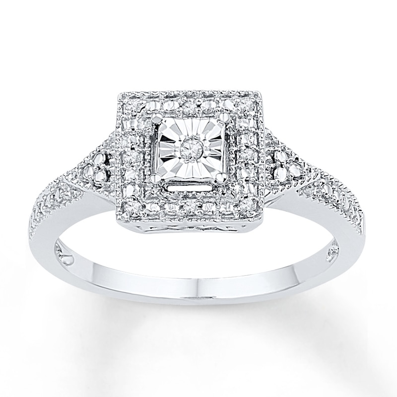 Diamond Ring 1 Ct Tw Round Cut Sterling Silver Kay