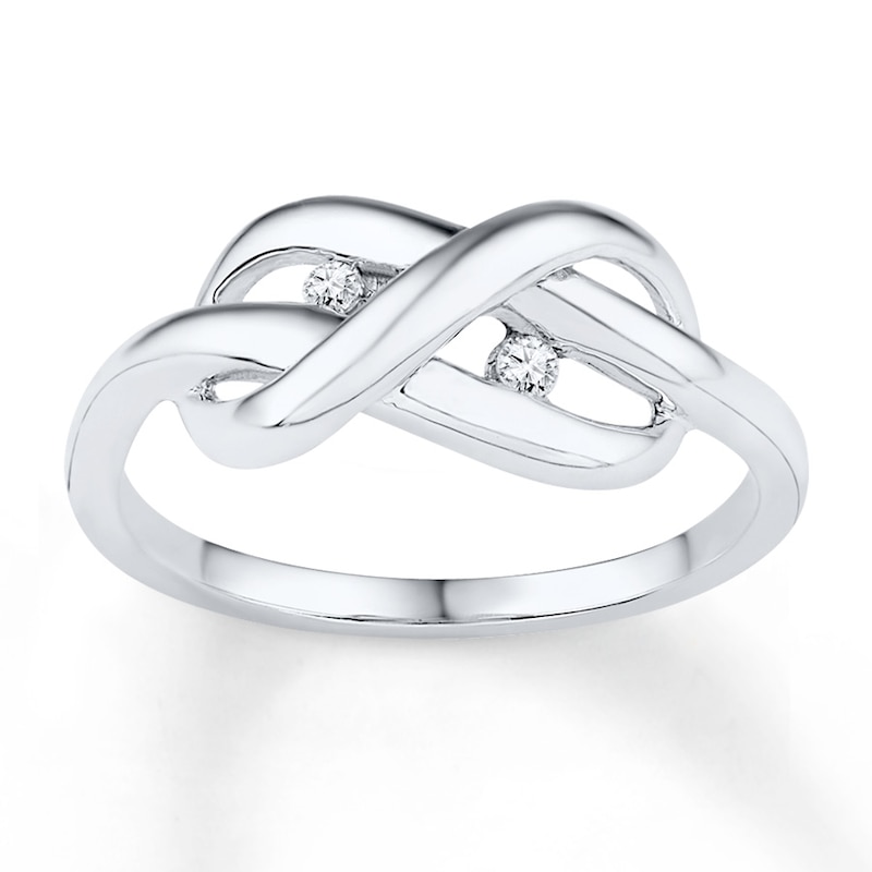 Infinity Knot Ring 1/20 ct tw Diamonds Sterling Silver with 360
