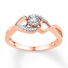 Thumbnail Image 1 of Diamond Heart Sides Promise Ring 1/8 ct tw 10K Rose Gold
