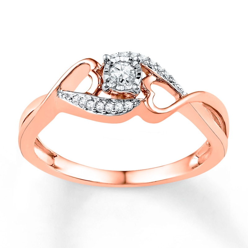 Diamond Promise Ring 1/8 ct tw Round-cut 10K Rose Gold Kay