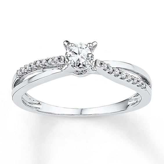 Diamond Crossover Promise Ring 1/4 ct tw 10K White Gold