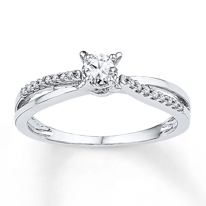 Main Image 1 of Diamond Crossover Promise Ring 1/4 ct tw 10K White Gold